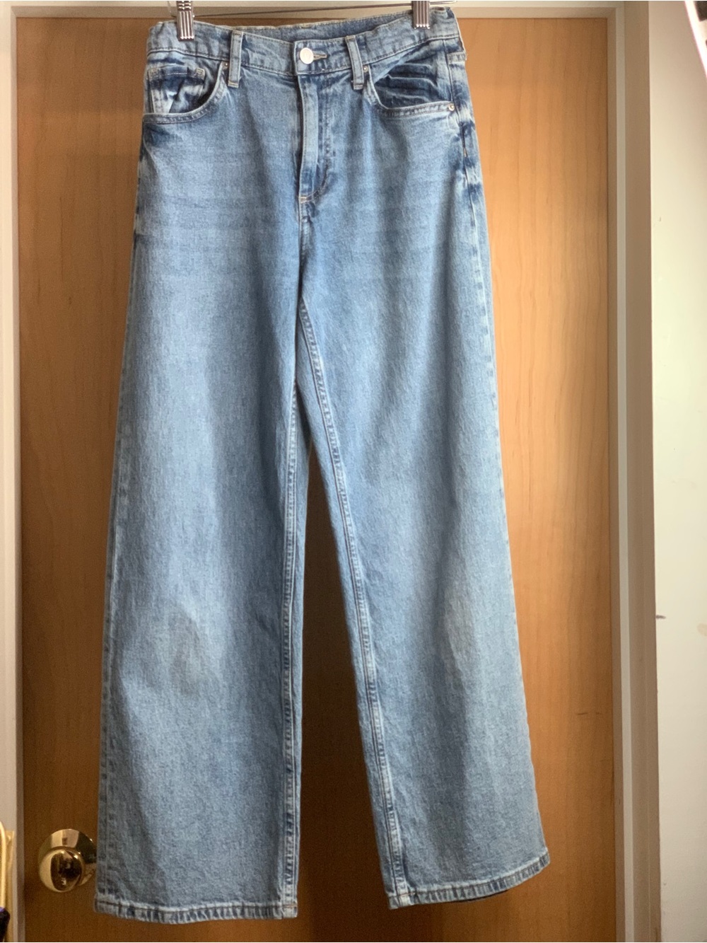 H&M Girls Light Blue Relaxed High-Waist Wide-Leg Jeans Size-14 Y2K